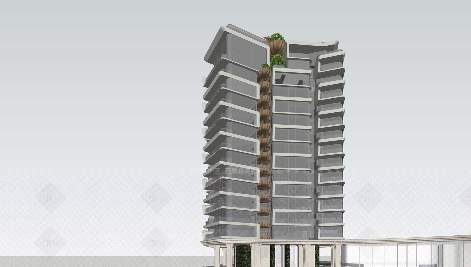 现代高层住宅SU模型下载【ID:1203621735】