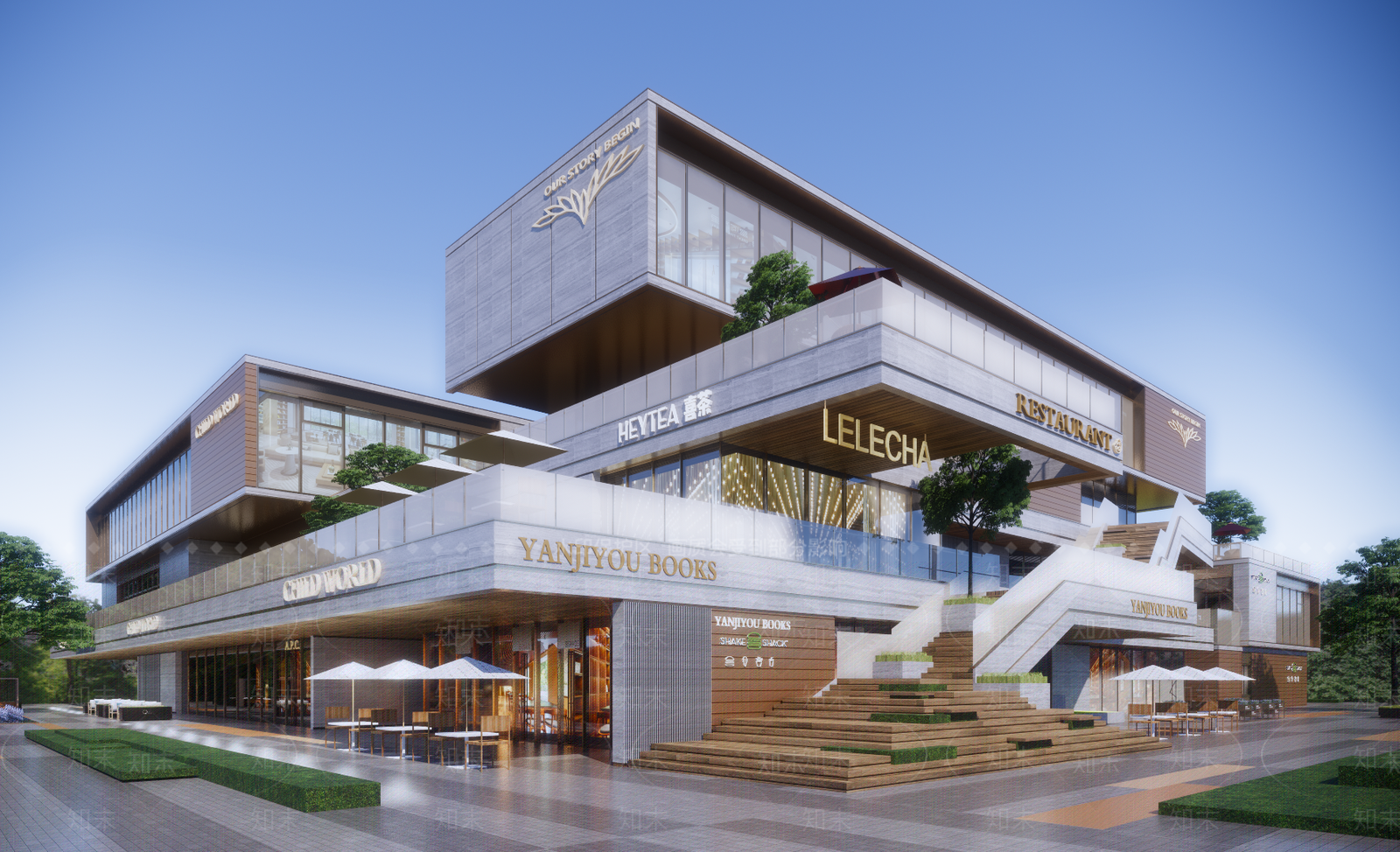 现代轻奢商场建筑SU模型下载【ID:1203622289】