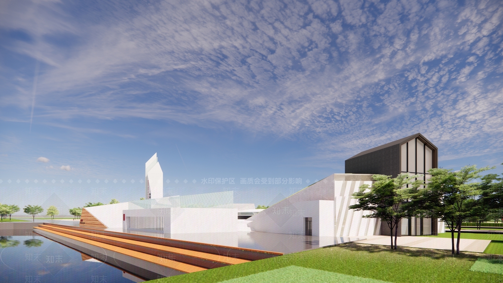 现代售楼处建筑SU模型下载【ID:1203622790】