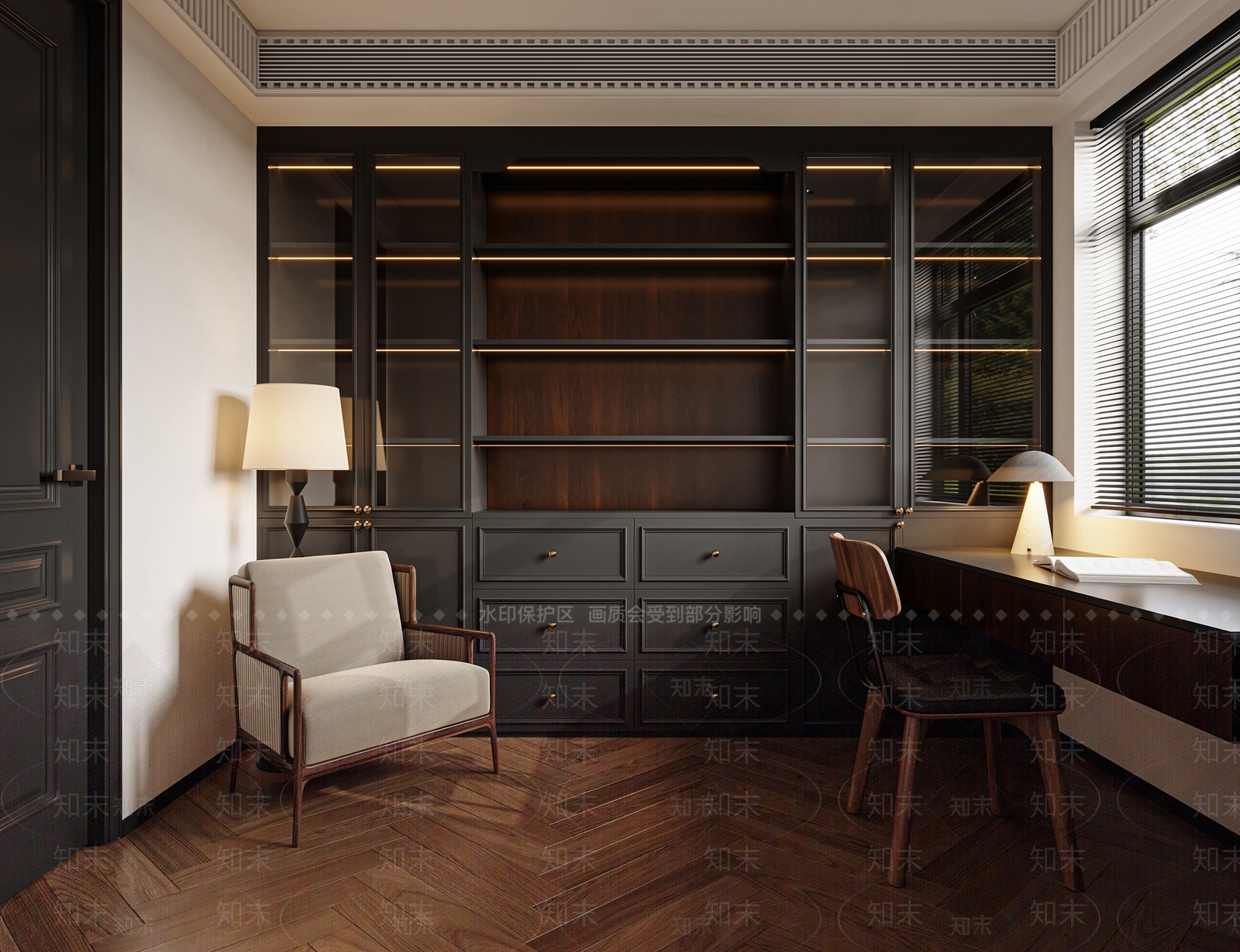 美式法式书房3D模型下载【ID:1203622676】