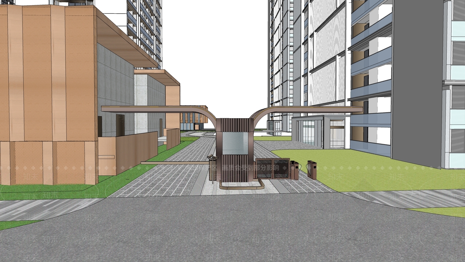 现代小区建筑SU模型下载【ID:1203623506】