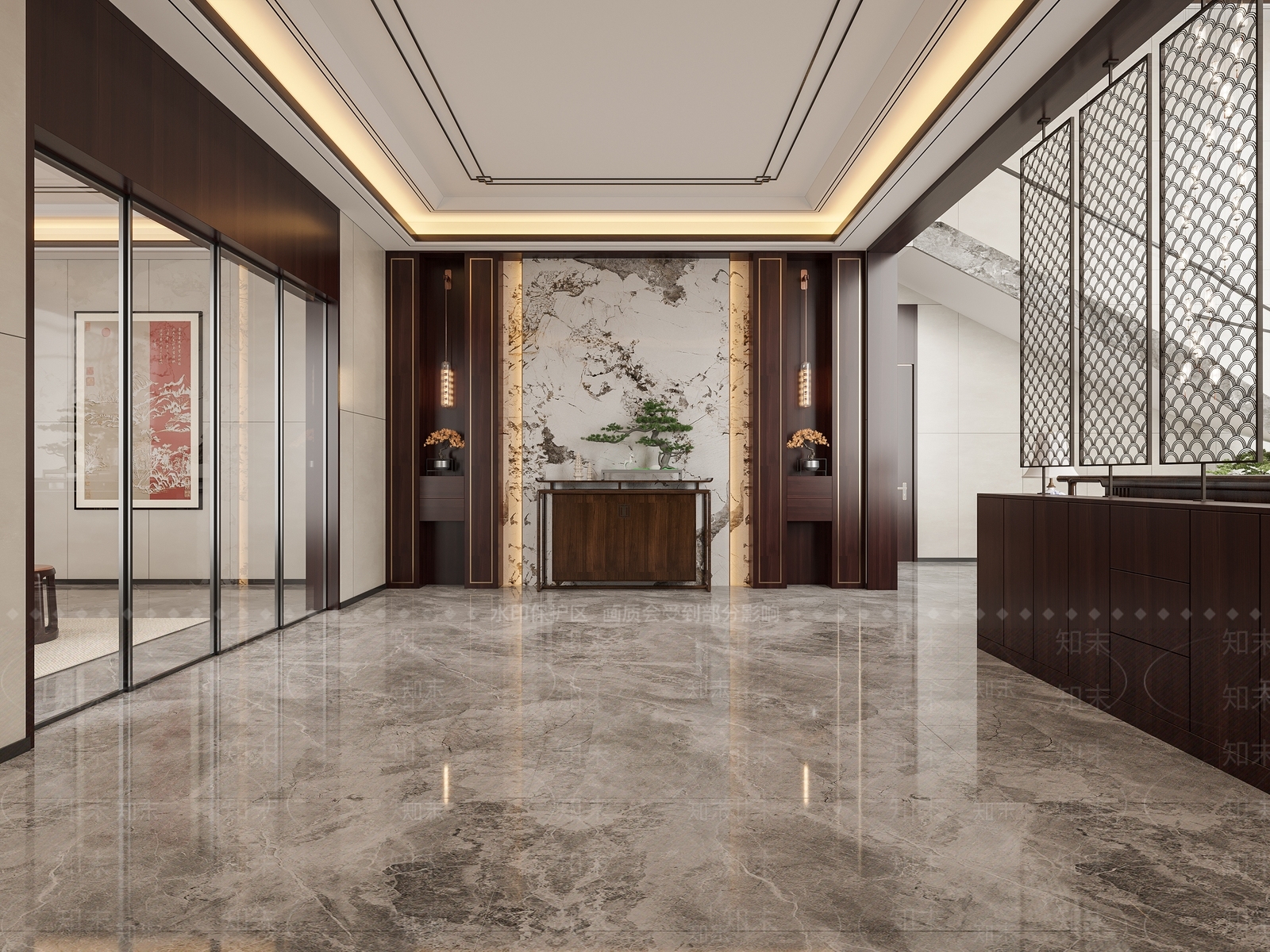 新中式轻奢玄关3D模型下载【ID:1203624130】