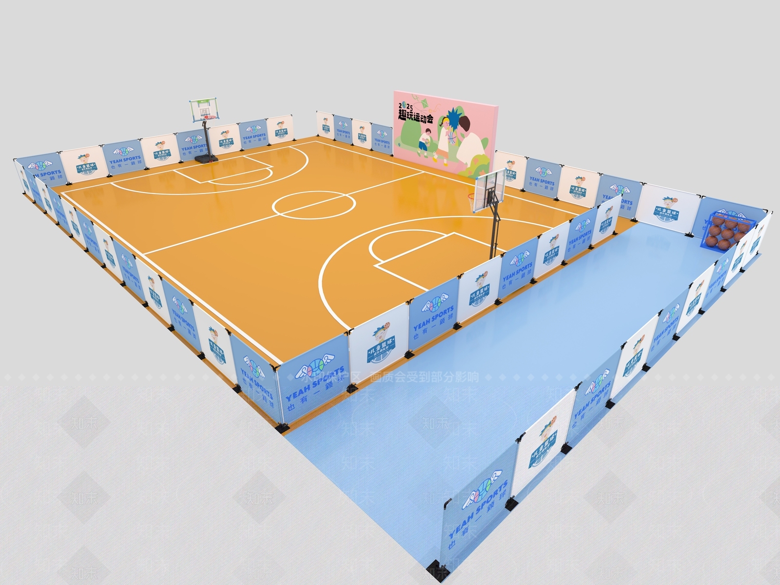 现代篮球场3D模型下载【ID:1203626968】