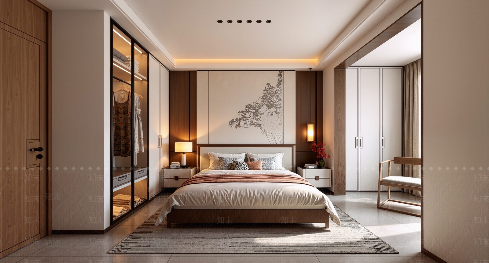 新中式家居卧室3D模型下载【ID:1203693031】