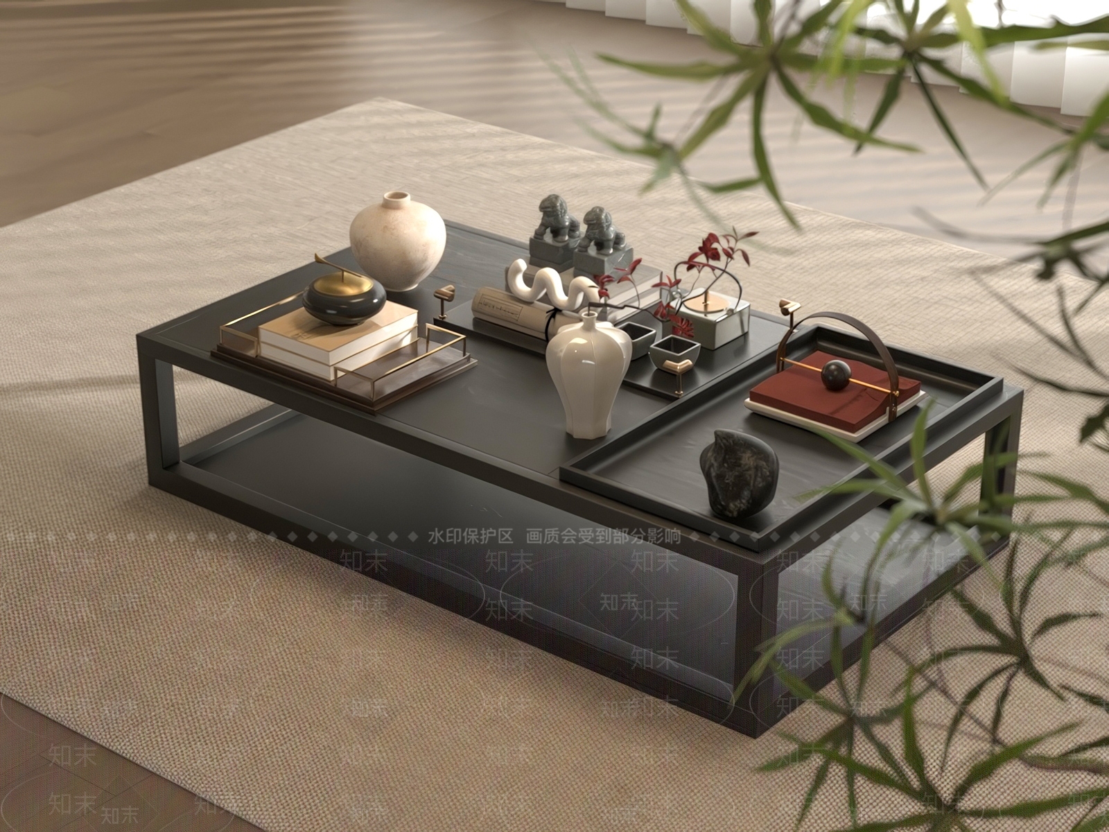 新中式茶几SU模型下载【ID:1203632501】