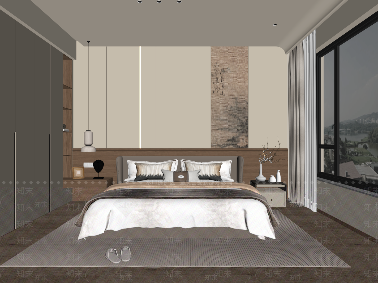 新中式家居卧室SU模型下载【ID:1203632527】