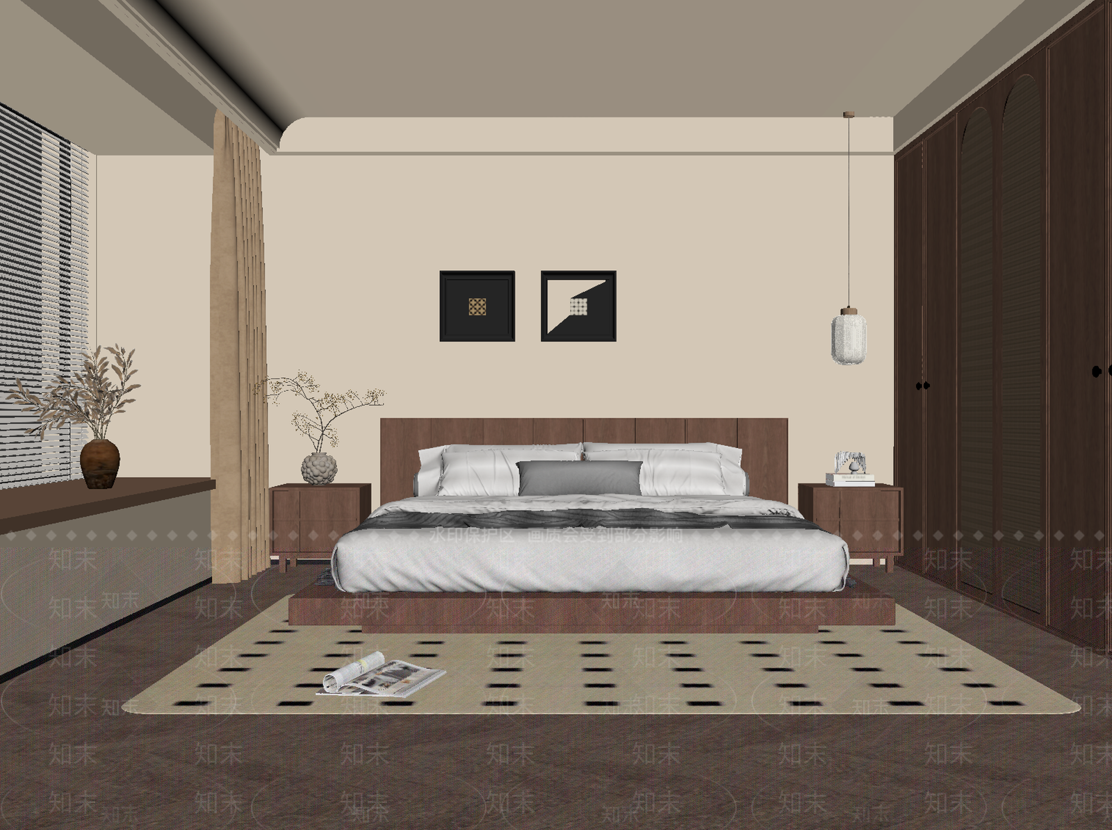 现代中古家居卧室SU模型下载【ID:1203633302】