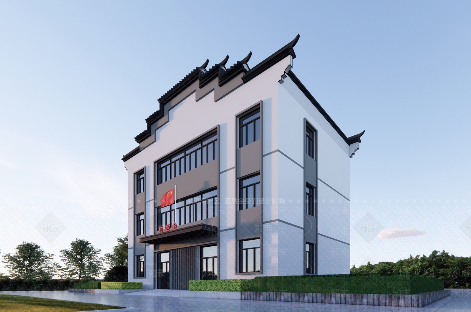新中式政府办公楼SU模型下载【ID:1203633905】