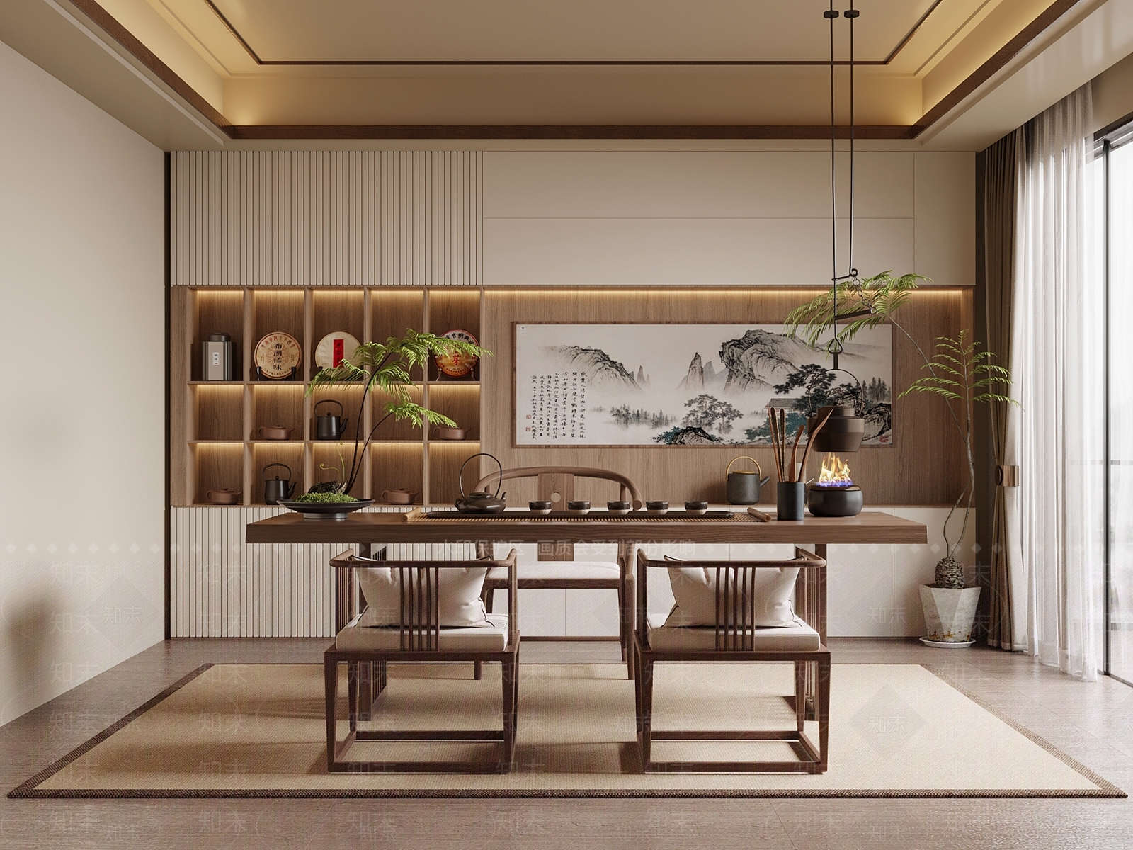 新中式茶室3D模型下载【ID:1203634298】