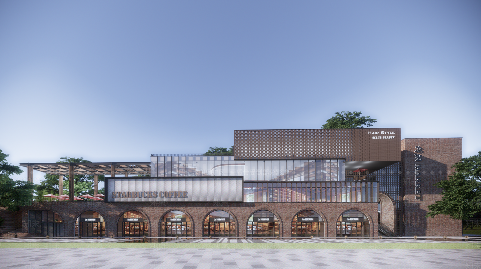 现代新中式售楼处建筑SU模型下载【ID:1203635095】