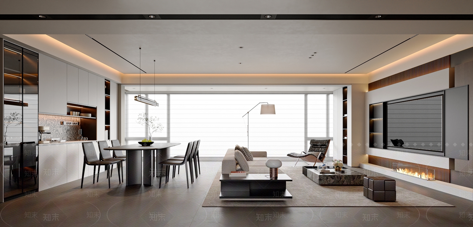 现代简约客餐厅3D模型下载【ID:1203635420】