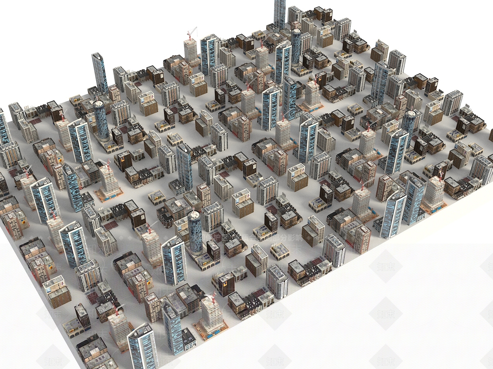 现代鸟瞰规划3D模型下载【ID:1203634746】