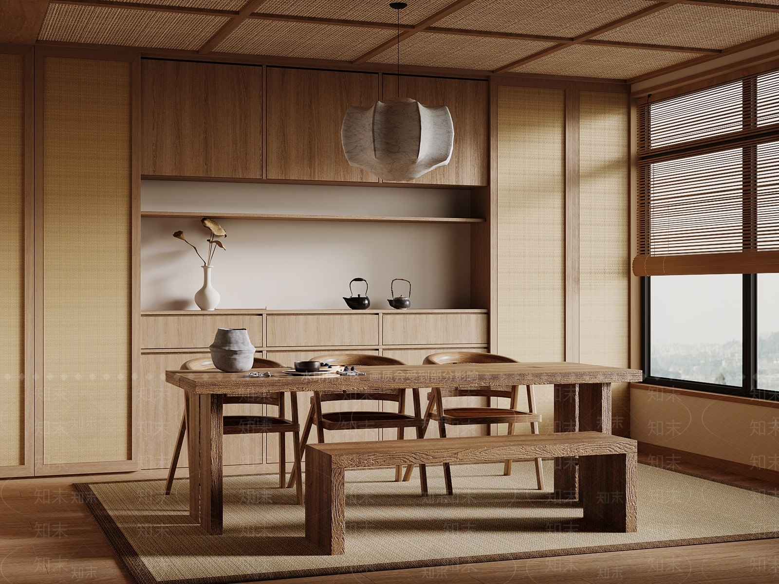 新中式家居餐厅SU模型下载【ID:1203634993】