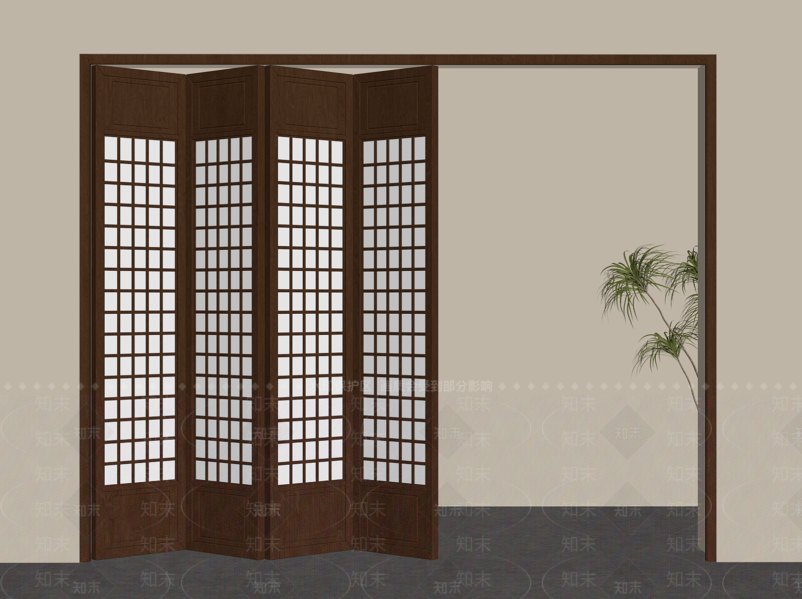 新中式折叠门SU模型下载【ID:1203635574】