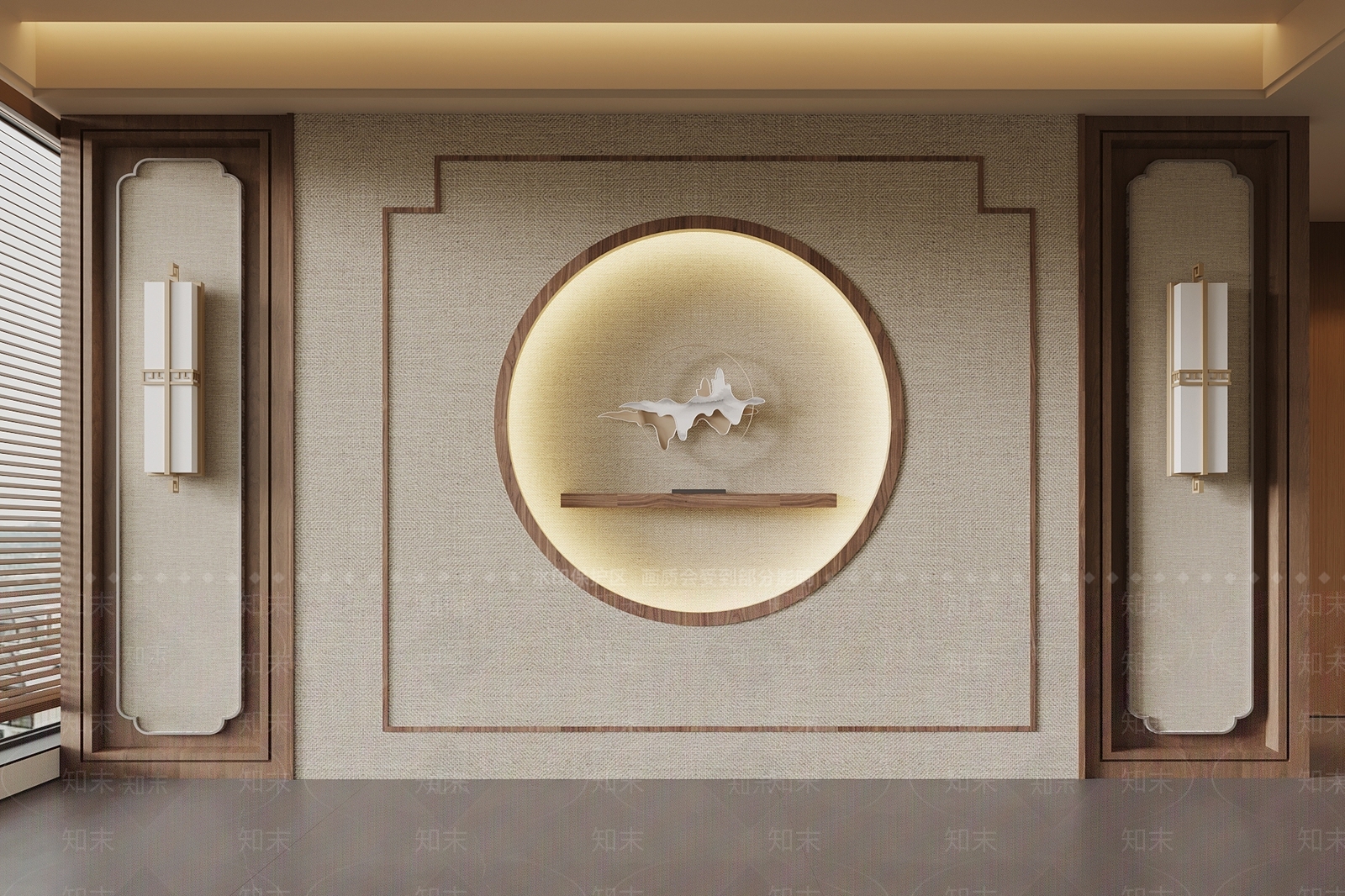 新中式沙发背景墙3D模型下载【ID:1203635661】