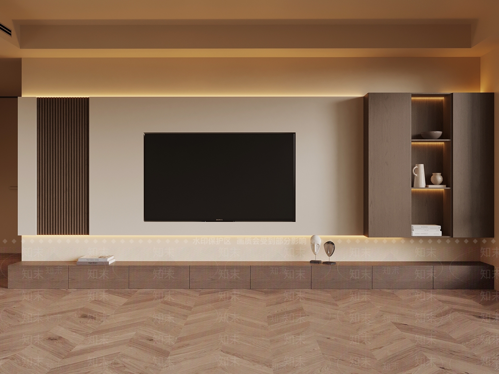 中古电视背景墙3D模型下载【ID:1203635955】