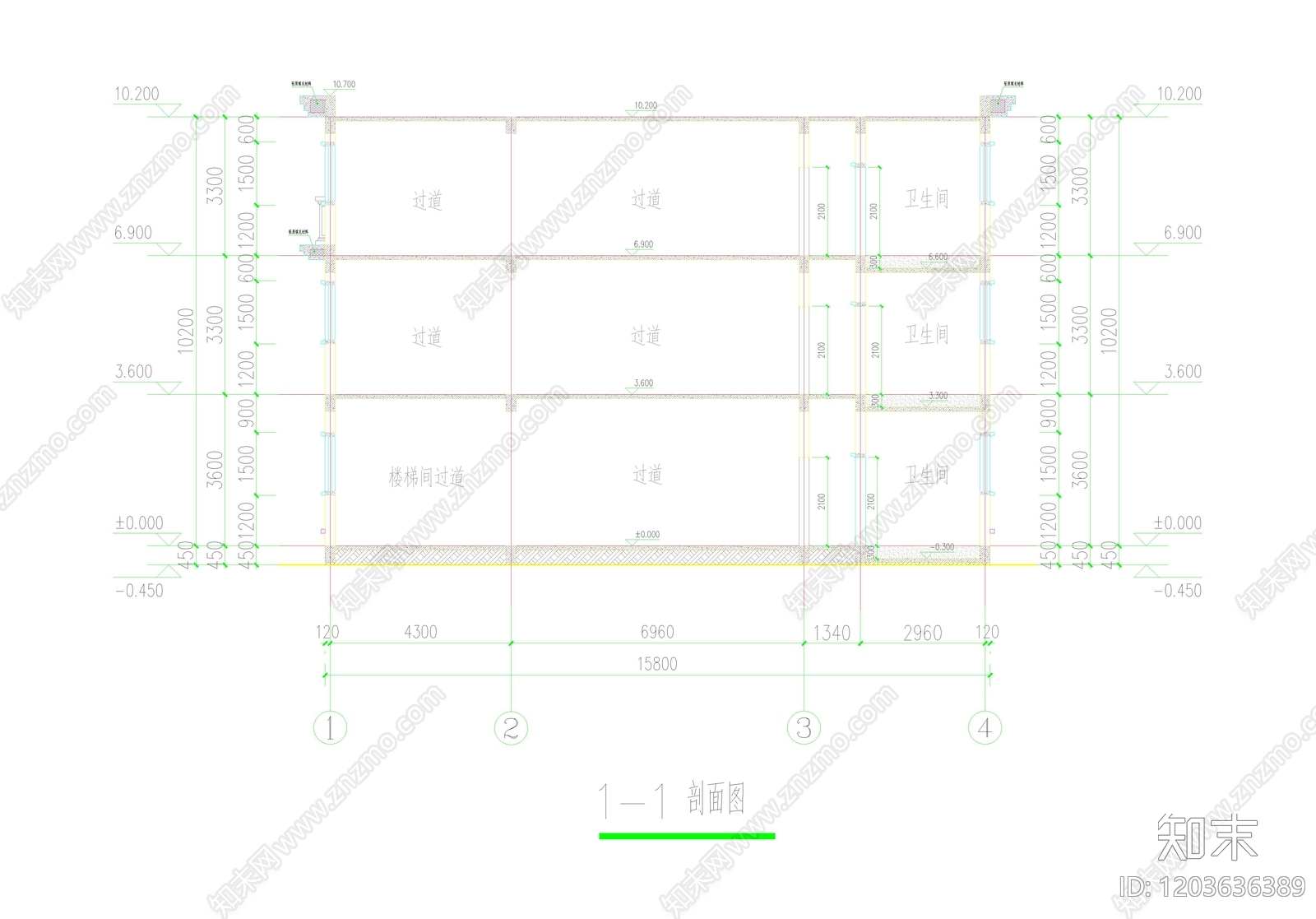 现代中式别墅建筑cad施工图下载【ID:1203636389】