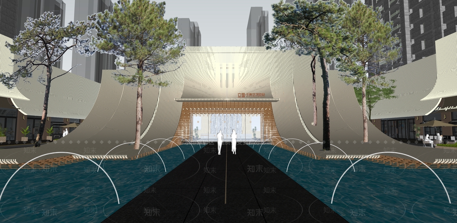 现代小区景观SU模型下载【ID:1203636507】