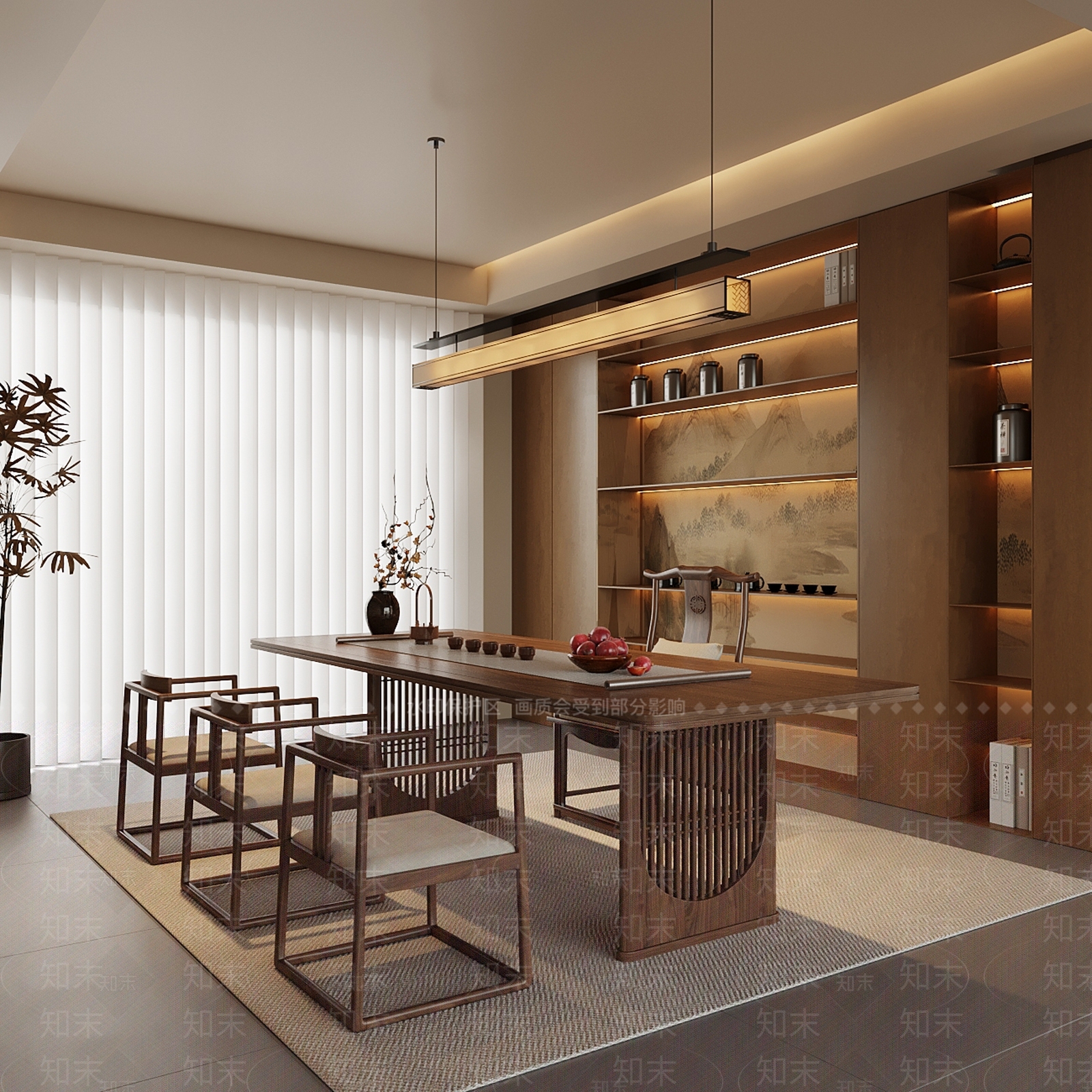 新中式茶室3D模型下载【ID:1203636693】