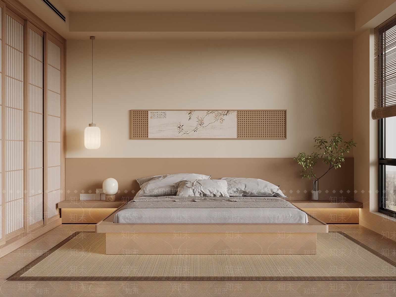 新中式家居卧室SU模型下载【ID:1203636786】