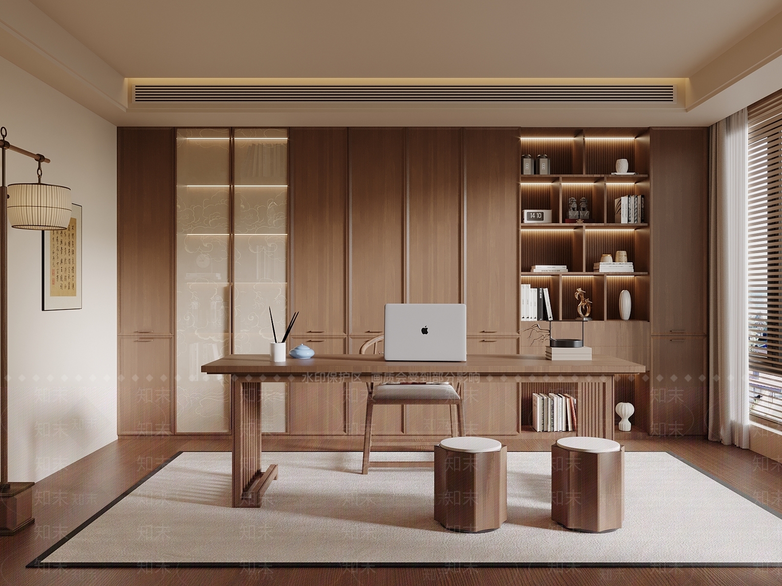 新中式书桌椅3D模型下载【ID:1203638780】