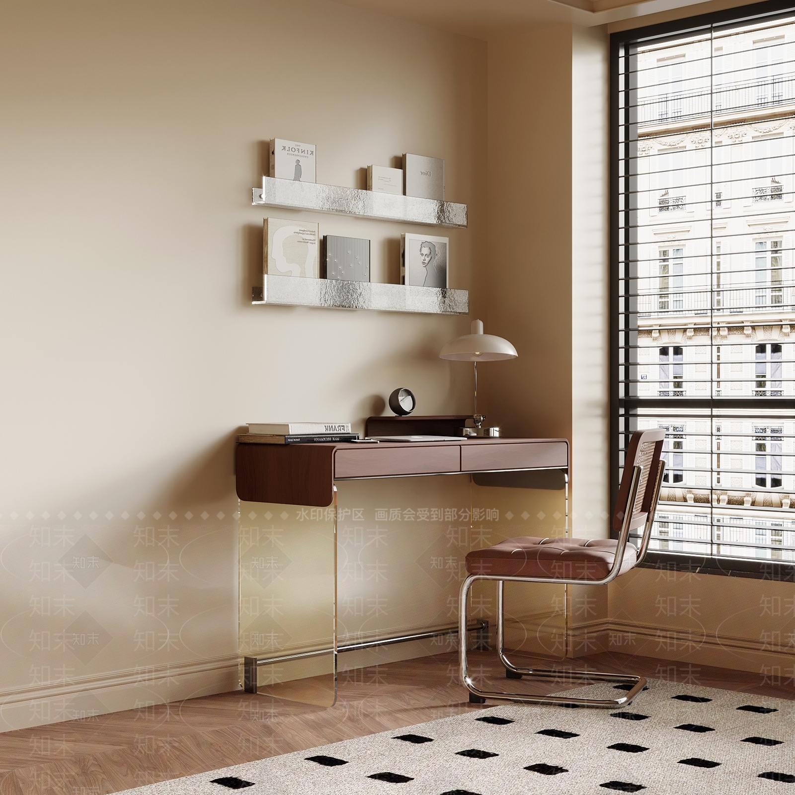 中古书桌椅3D模型下载【ID:1203638079】