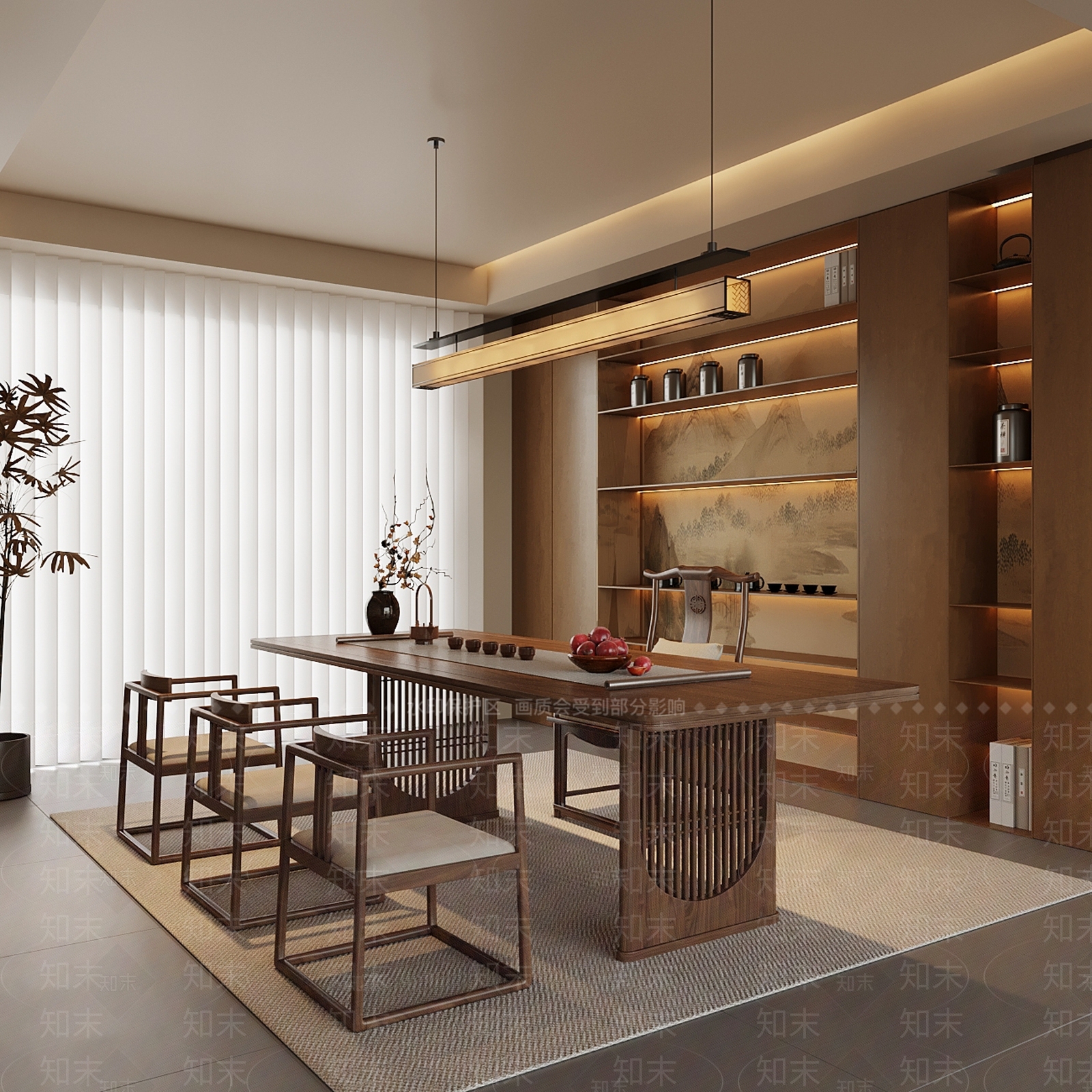 新中式茶室SU模型下载【ID:1203638250】