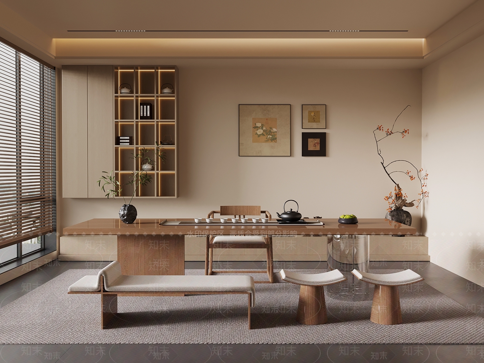 新中式茶室SU模型下载【ID:1203638394】