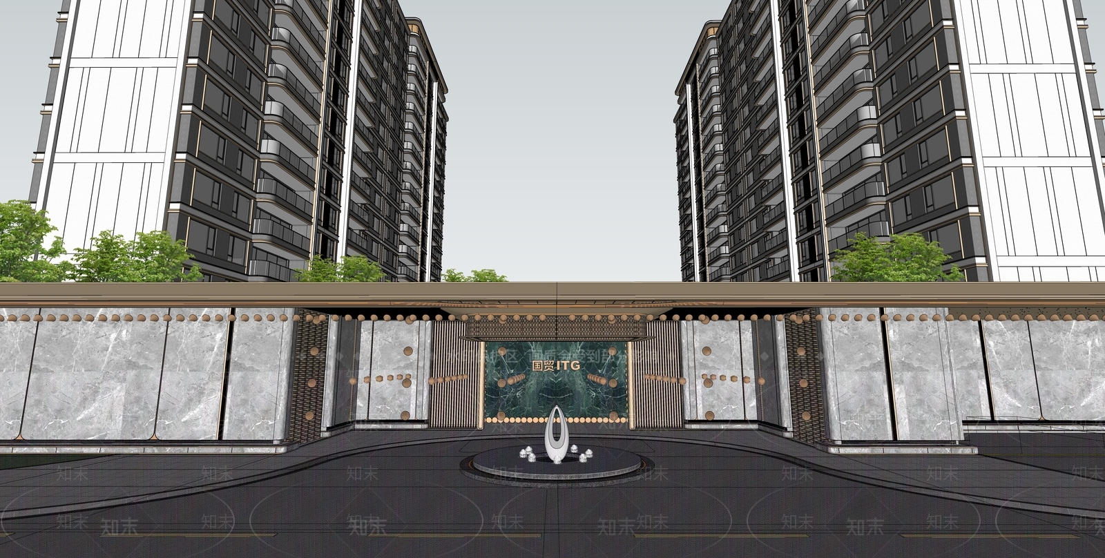 现代入口大门SU模型下载【ID:1203639137】