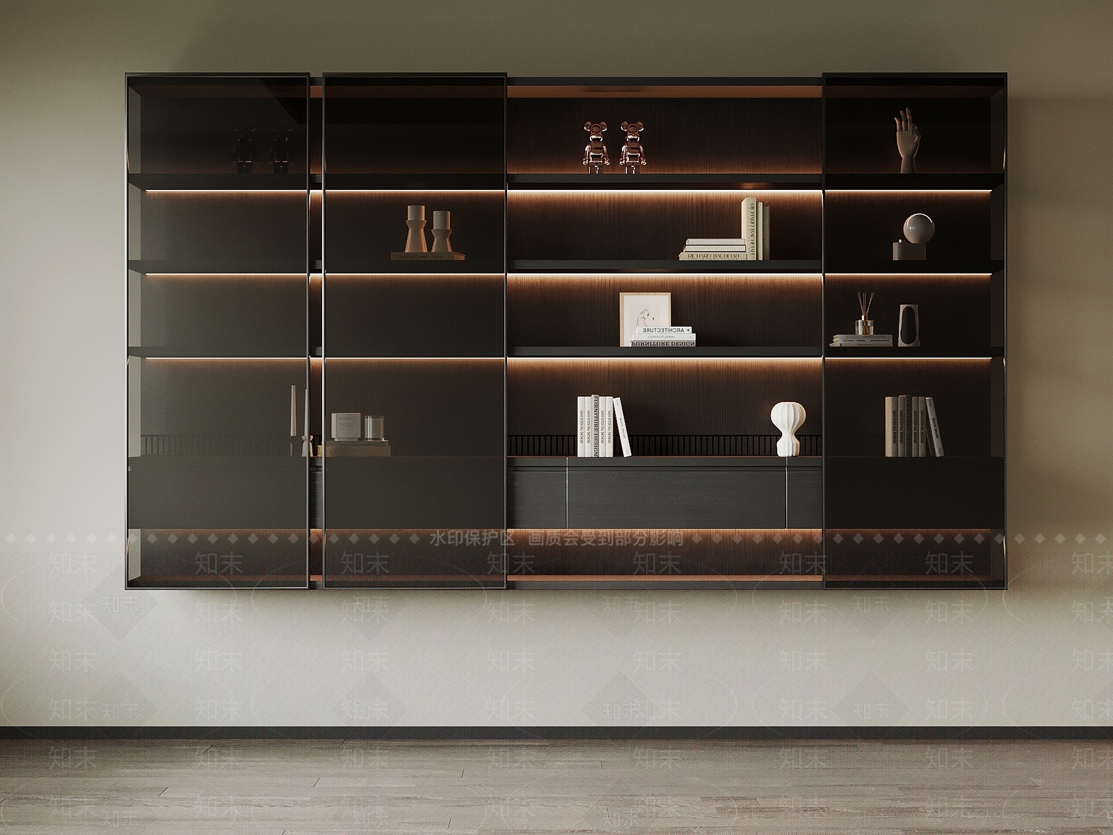 现代书柜3D模型下载【ID:1203639296】