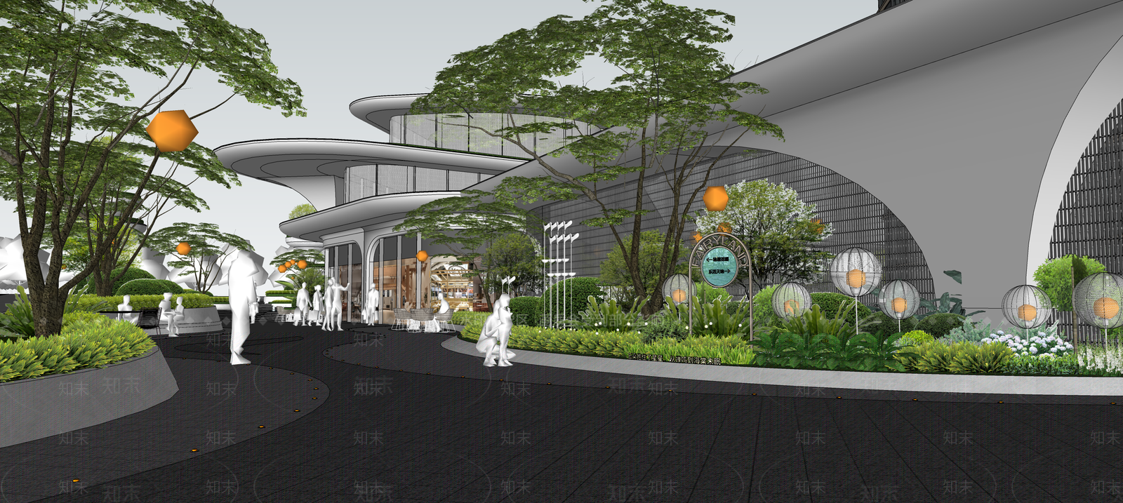 现代商业综合体景观SU模型下载【ID:1203640462】