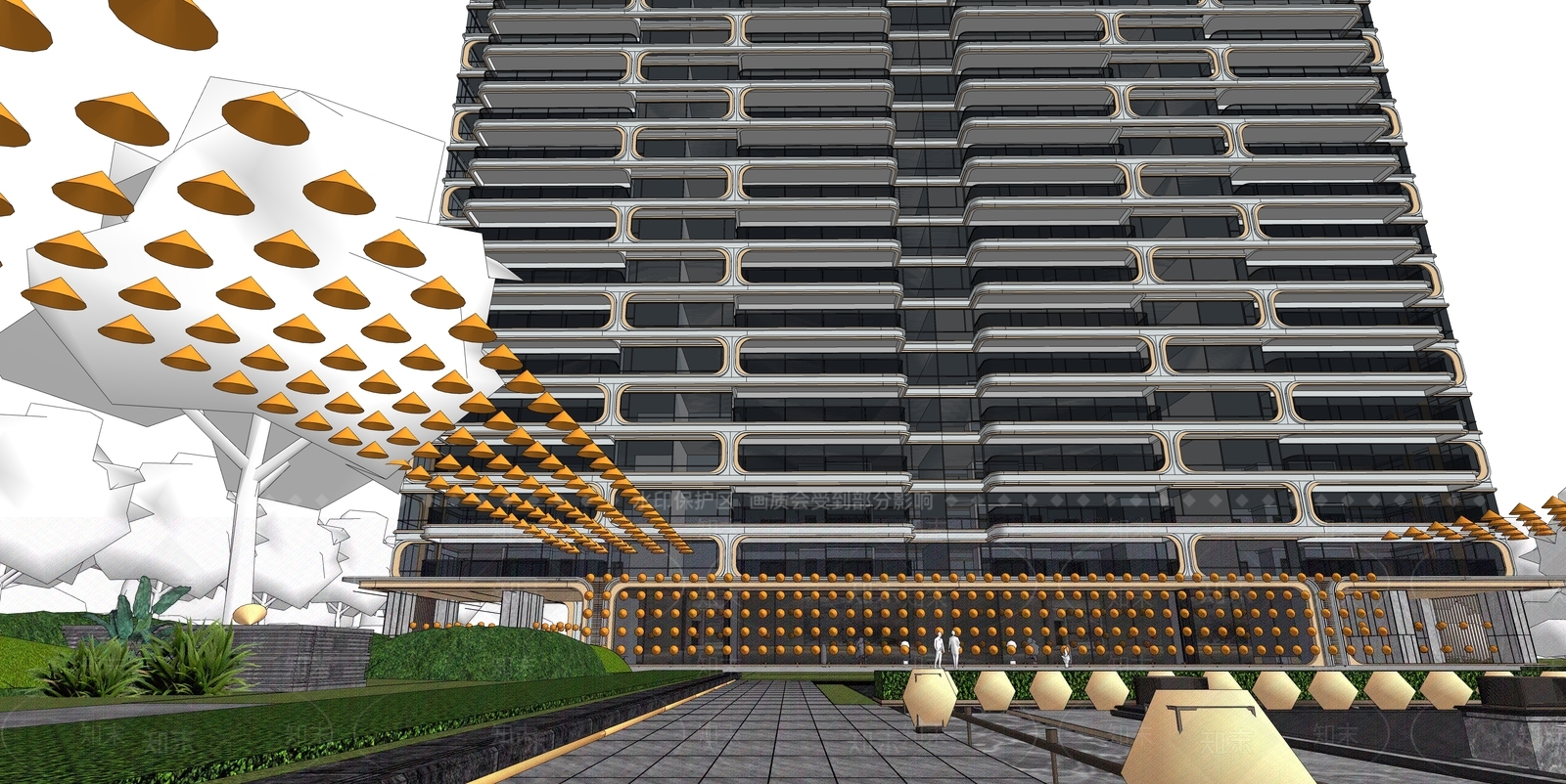 现代轻奢高层住宅SU模型下载【ID:1203639905】