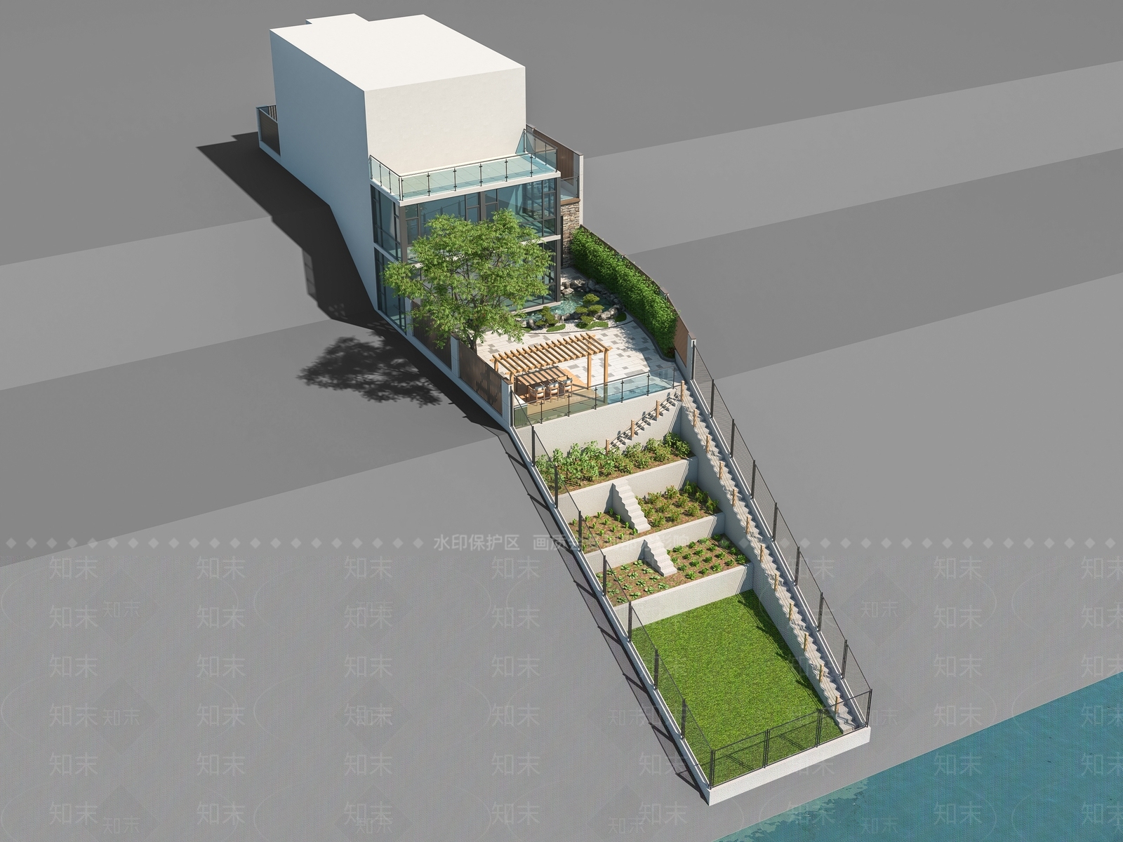 现代庭院3D模型下载【ID:1203640500】