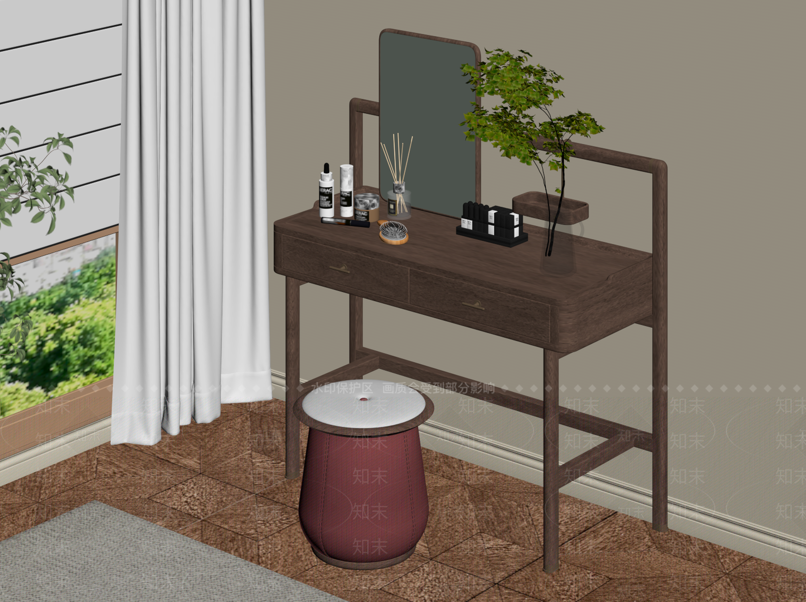 新中式梳妆台SU模型下载【ID:1203640490】