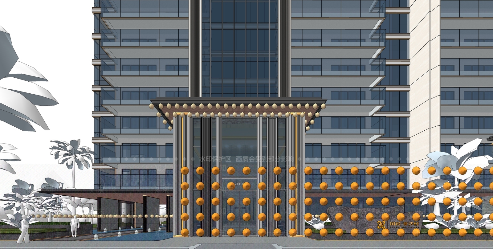 现代轻奢高层住宅SU模型下载【ID:1203640524】