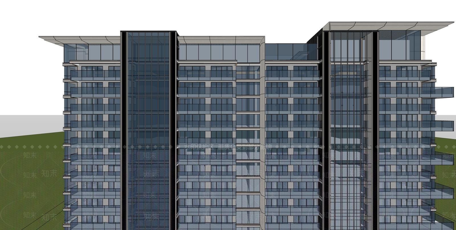 现代轻奢高层住宅SU模型下载【ID:1203640524】