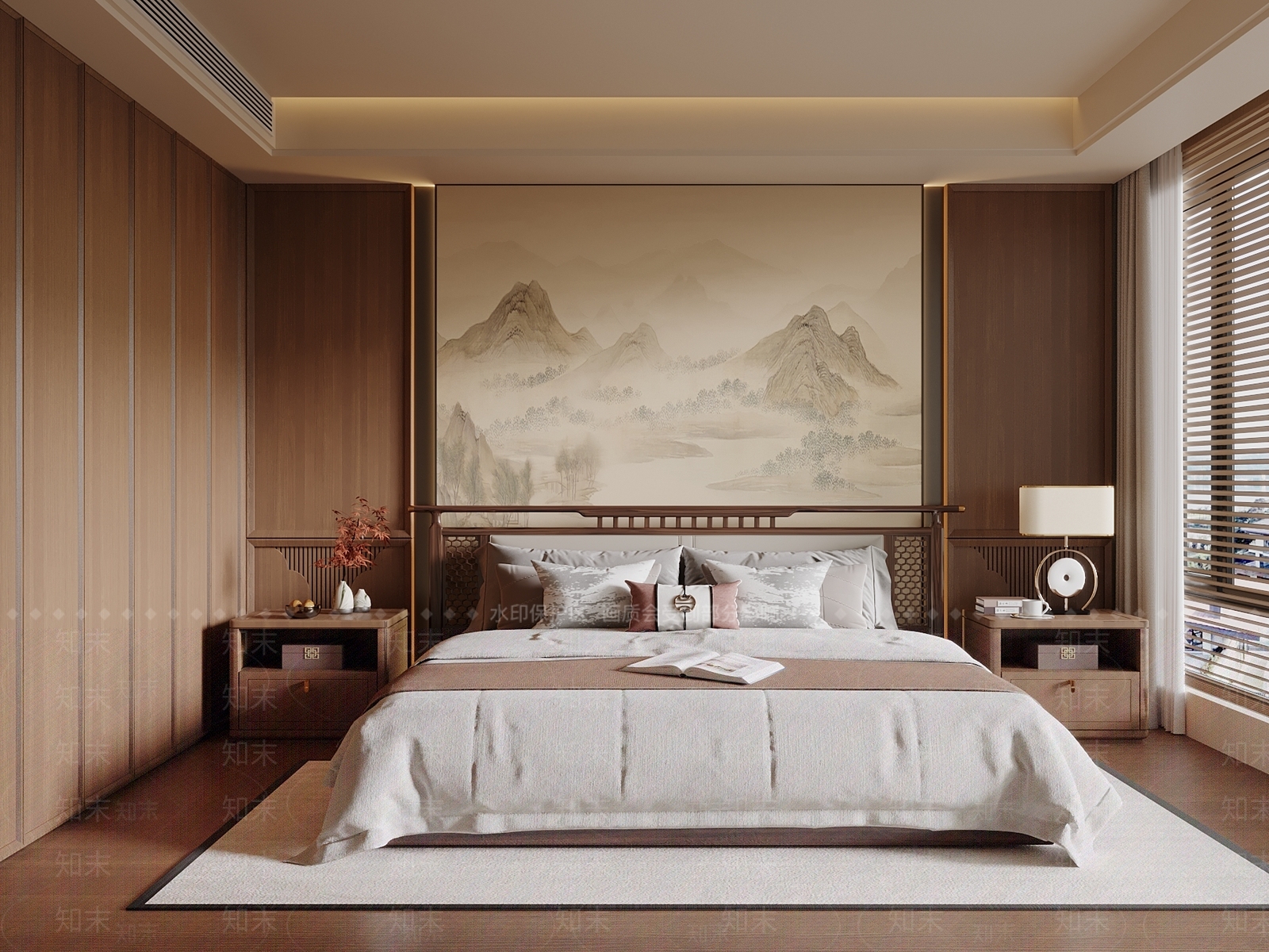 新中式家居卧室3D模型下载【ID:1203640616】