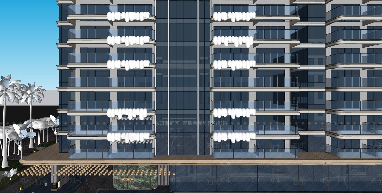 现代轻奢高层住宅SU模型下载【ID:1203640856】