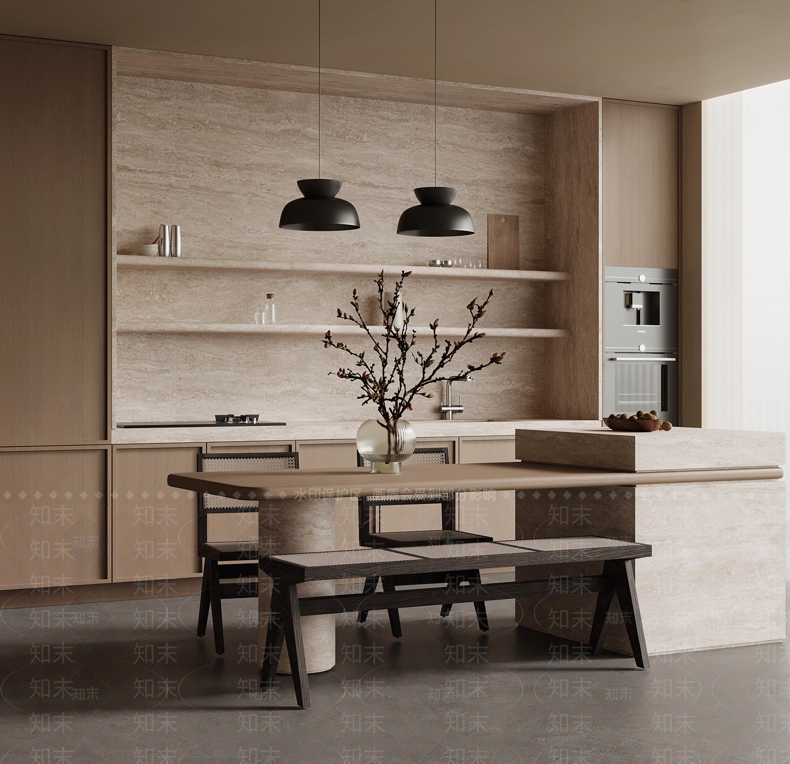 侘寂家居餐厅3D模型下载【ID:1203641037】