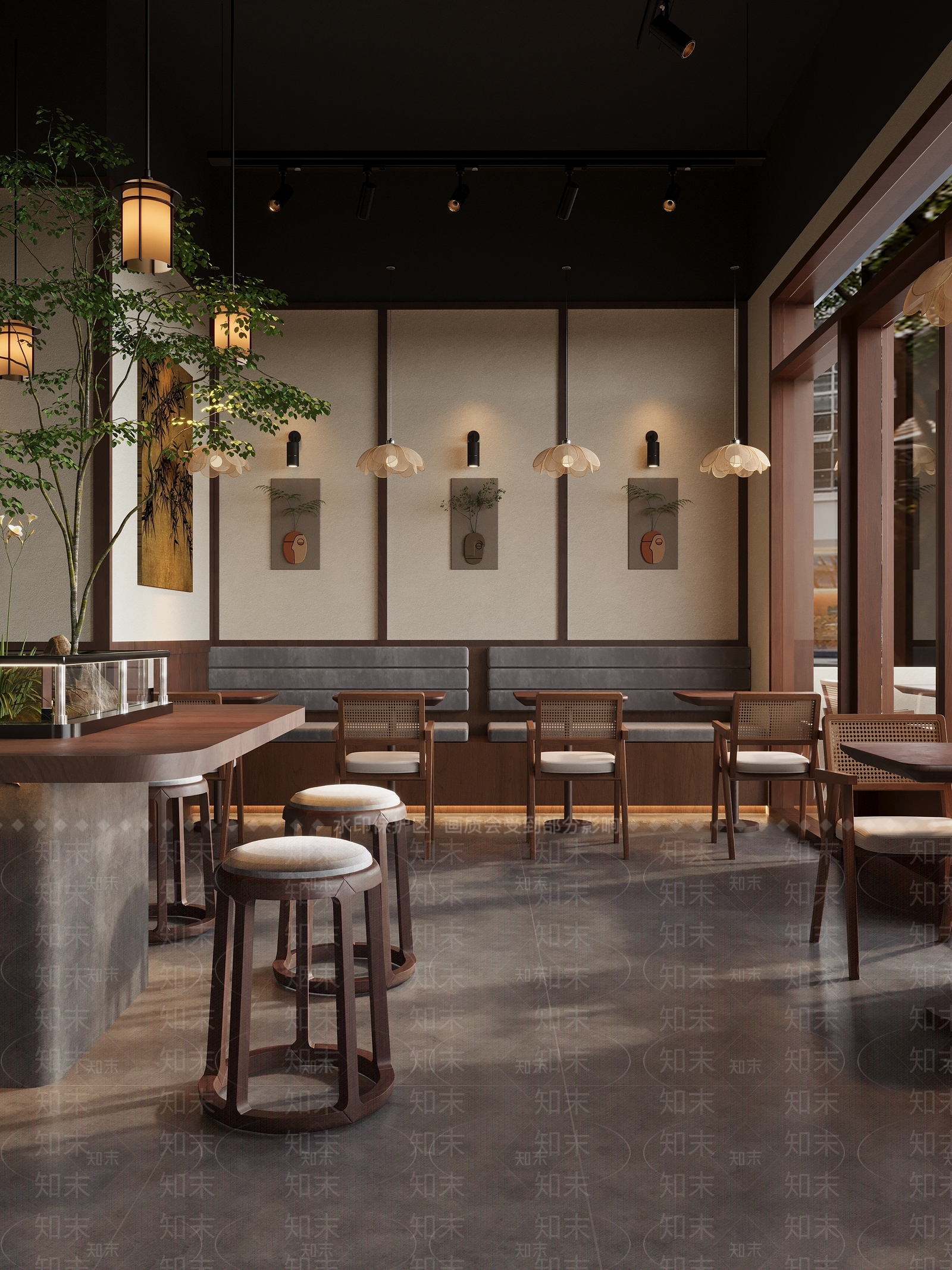 新中式茶餐厅3D模型下载【ID:1203640965】