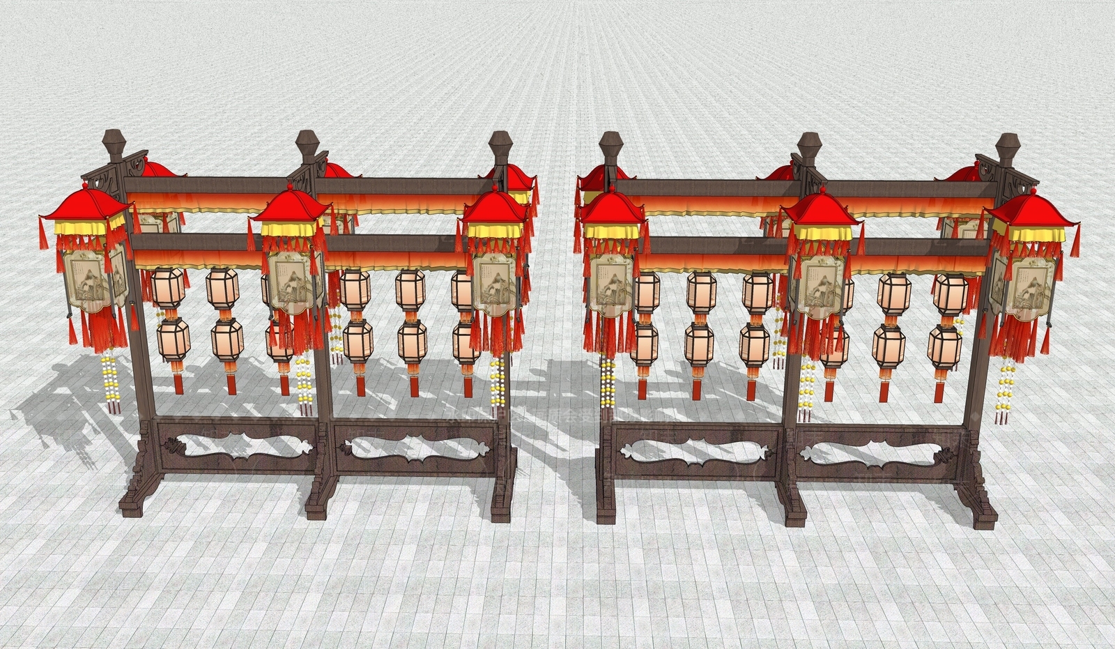 中式新中式挂件SU模型下载【ID:1203640916】