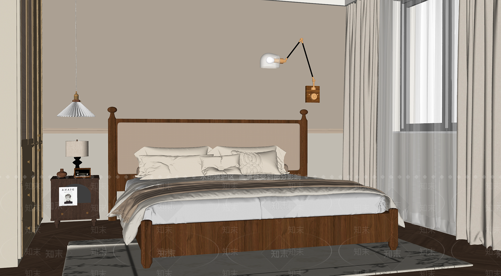 法式家居卧室SU模型下载【ID:1203641378】