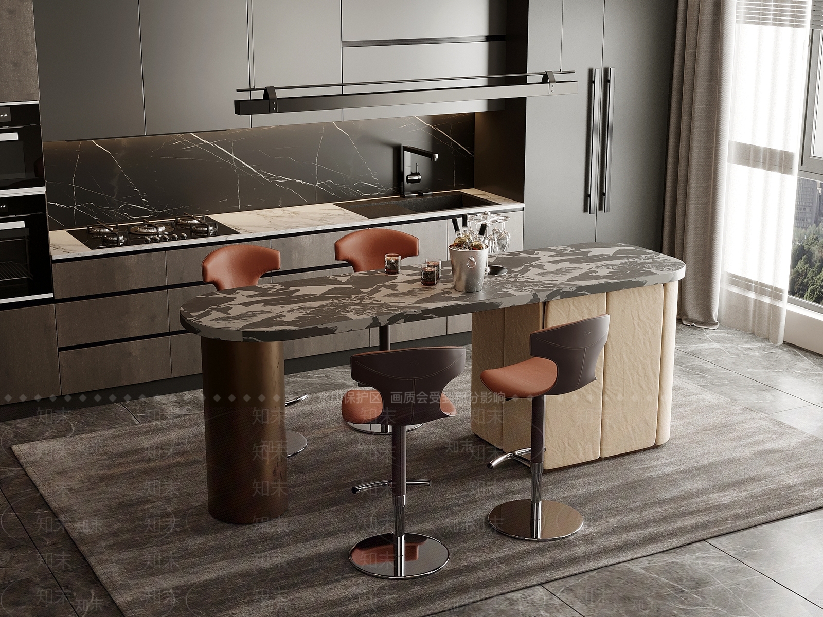 现代吧台3D模型下载【ID:1203641460】