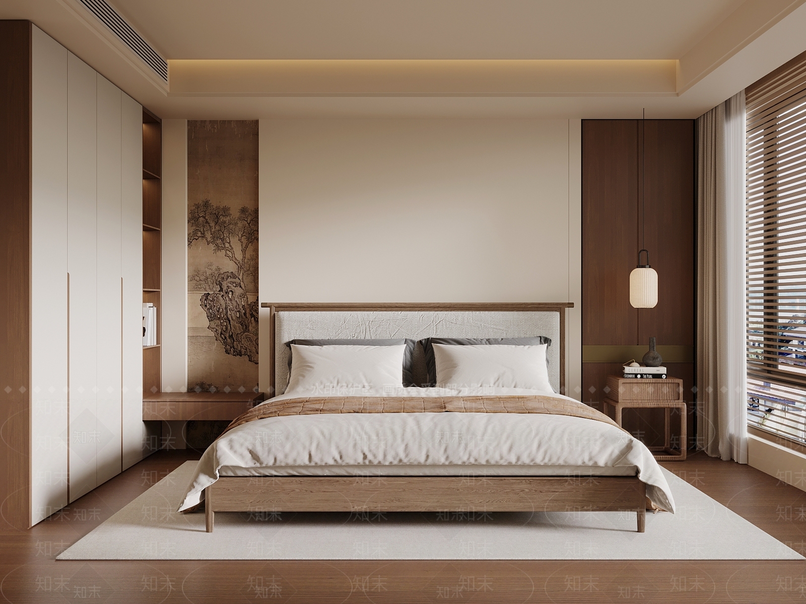 新中式家居卧室SU模型下载【ID:1203642098】