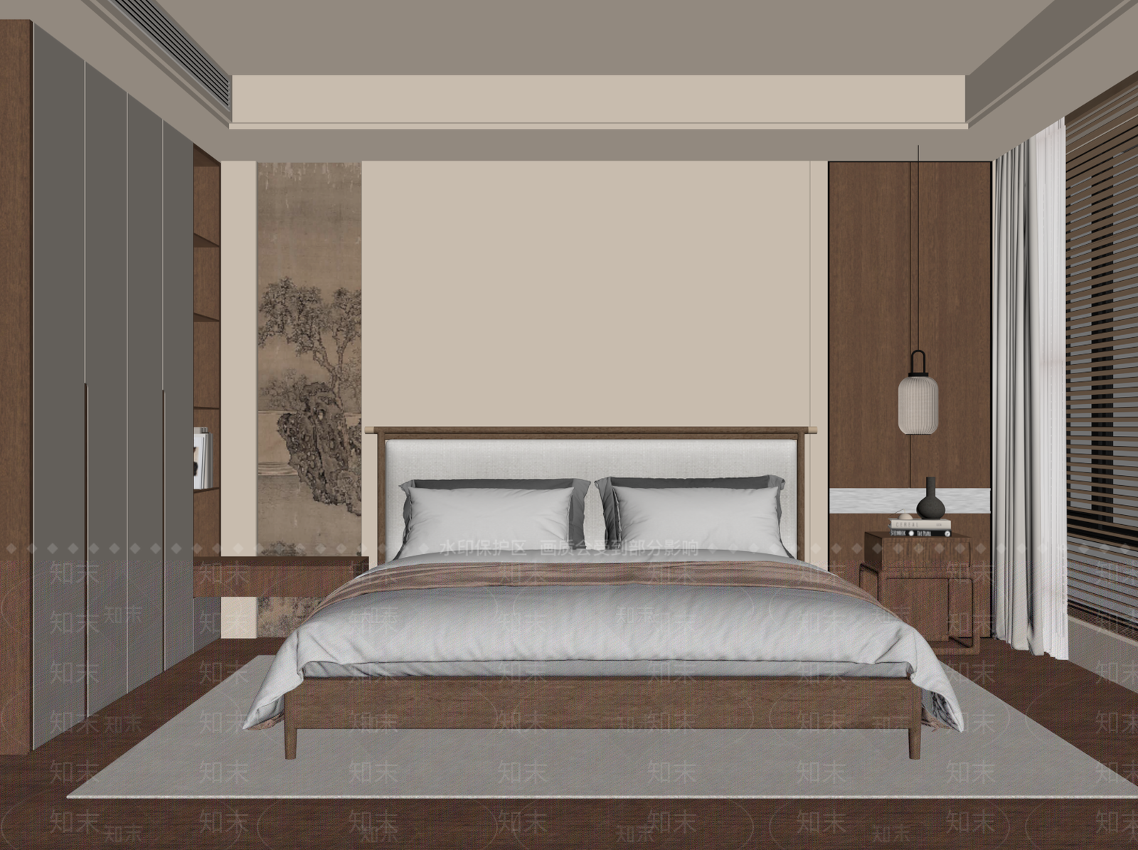 新中式家居卧室SU模型下载【ID:1203642098】