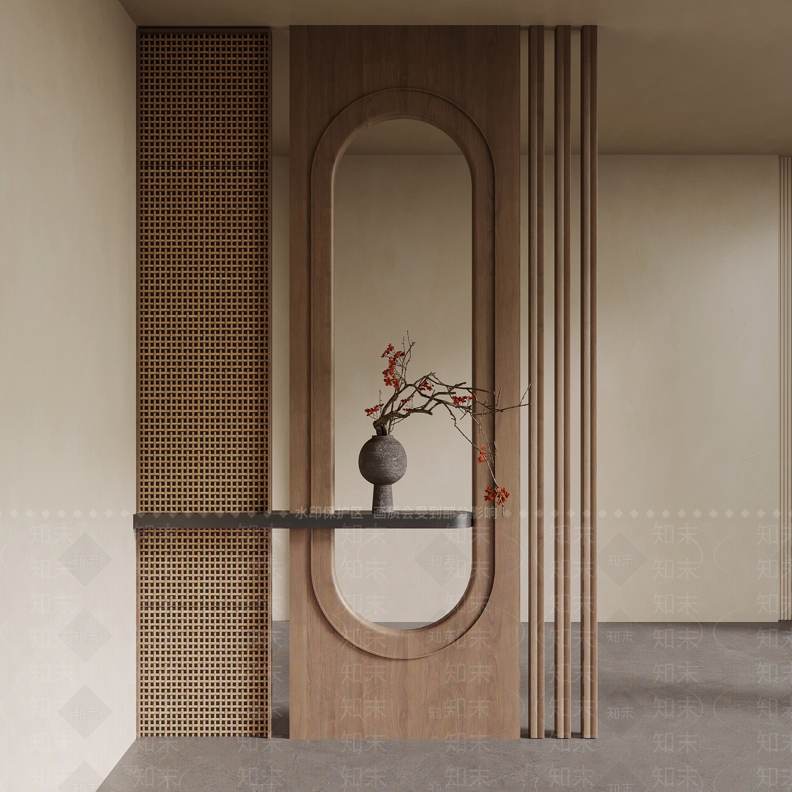 新中式玄关SU模型下载【ID:1203642062】