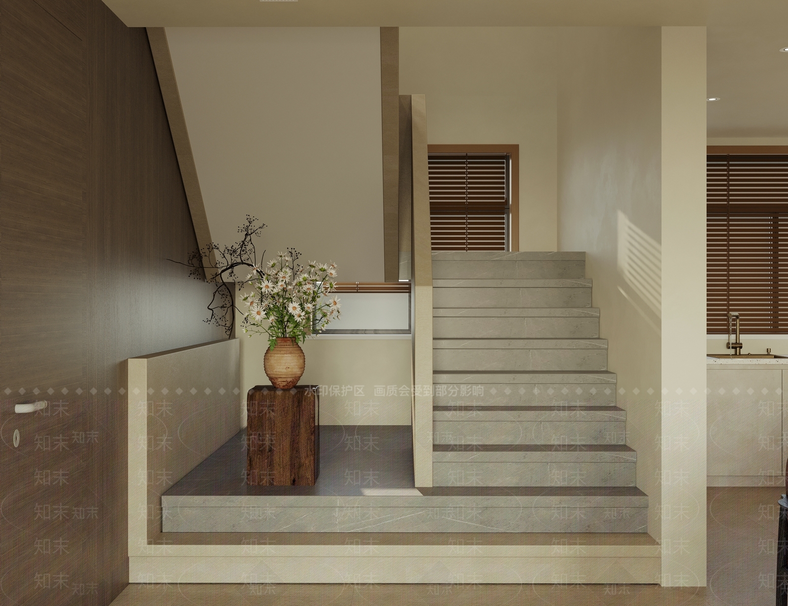 中古侘寂双跑楼梯3D模型下载【ID:1203642457】