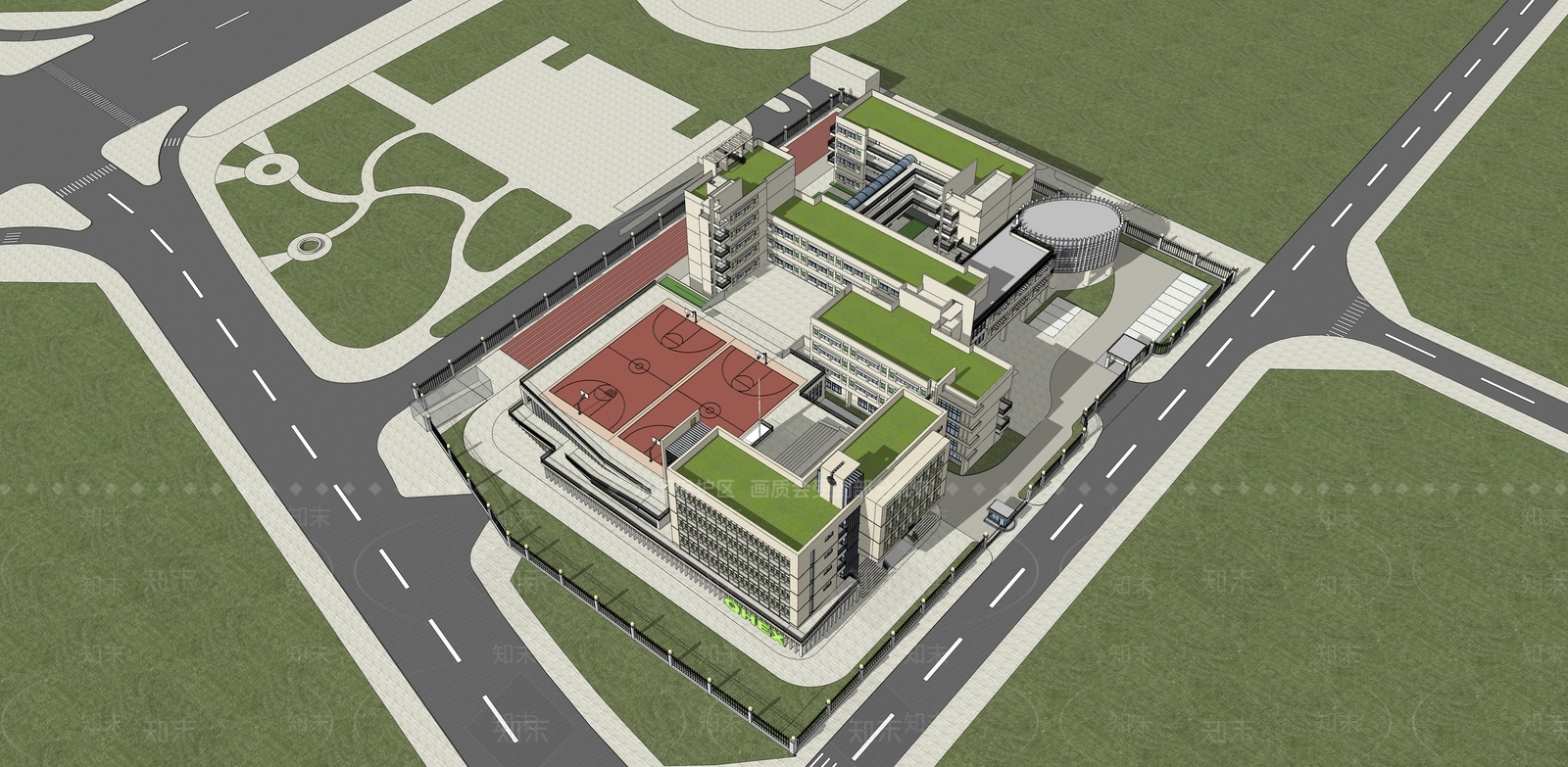 现代小学SU模型下载【ID:1203644512】