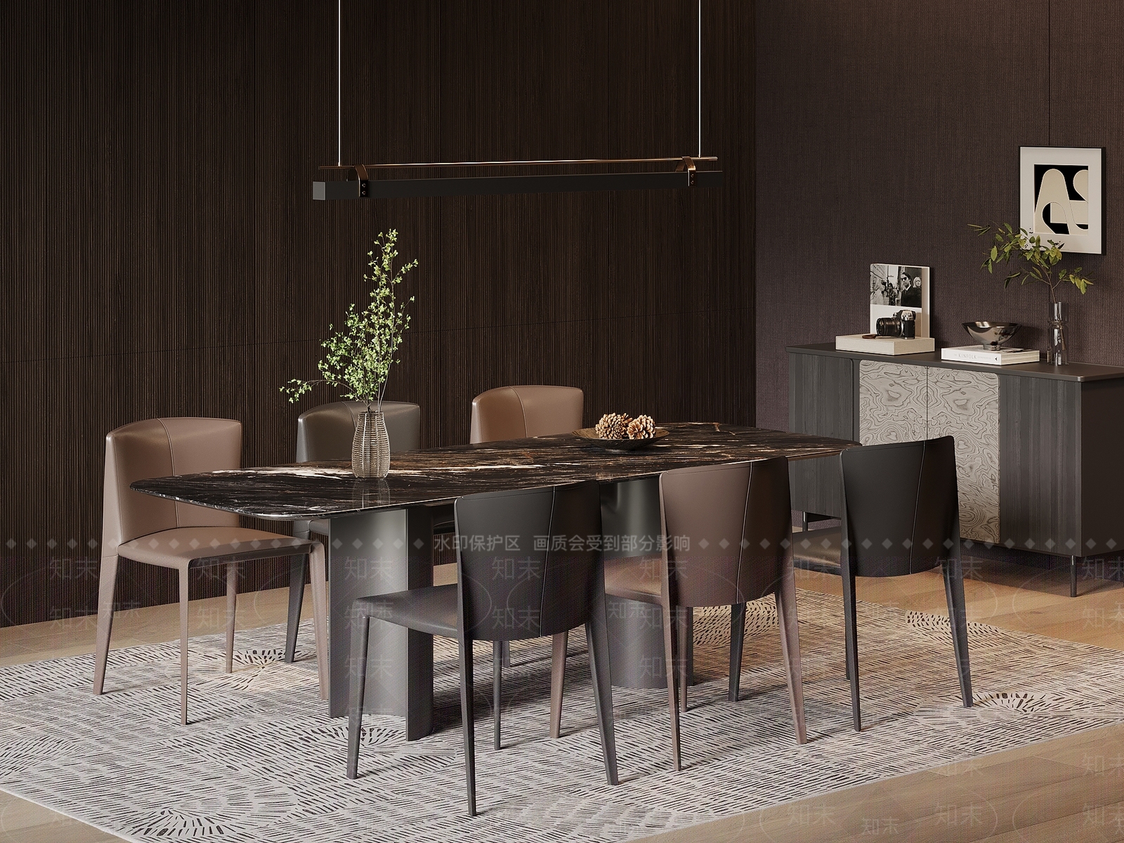 现代意式餐桌椅SU模型下载【ID:1203645496】