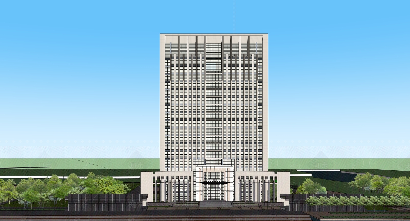现代办公楼SU模型下载【ID:1203647054】
